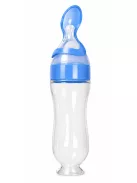 Élelmiszer adagoló, szilikon etetőpalack kanállal - Kék