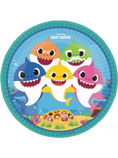 Baby Shark papírtányér, party tányér 8 DARABOS, 23 cm Nr1
