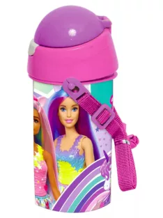   Barbie műanyag szívószálas kulacs akasztóval 500 ml Nr 01