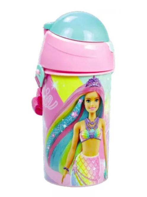 Barbie műanyag szívószálas kulacs akasztóval 500 ml Nr 02