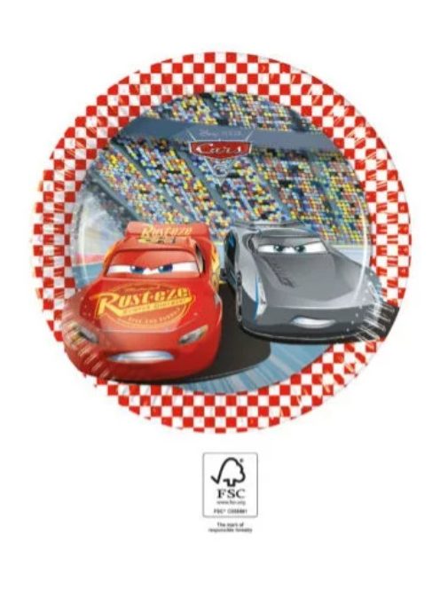 Disney Cars Verdák Arena Race papírtányér 8 DARABOS, 20 cm FSC Nr5