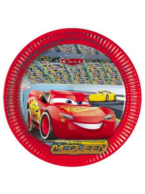 Disney Cars 3 Verdák papírtányér 8 DARABOS, 23 cm FSC Nr1