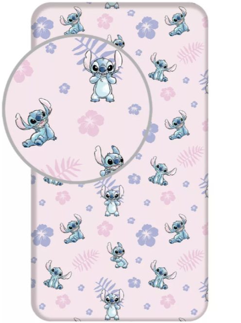 Disney Lilo és Stitch, A csillagkutya Pink gumis lepedő 90x200 cm Nr2
