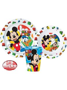   Disney Mickey étkészlet, micro műanyag szett 260 ml-es pohárral