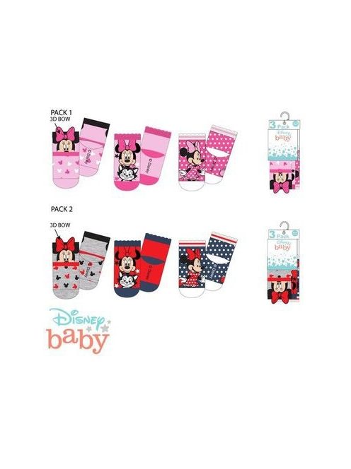 Disney Minnie baba zokni 3 pár/csomag 0-12 hónap Nr1