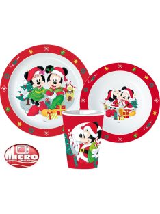   Disney Mickey, Minnie étkészlet, micro műanyag szett 260 ml-es pohárral
