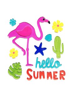 Flamingó nyári ablakmatrica, ablakzselé, ablakdísz