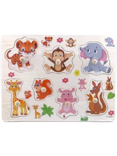   Fogantyús fa puzzle, fogós puzzle, kirakó 30x23 cm - Állatos Nr2