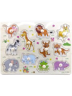   Fogantyús fa puzzle, fogós puzzle, kirakó 30x23 cm - Állatos Nr4