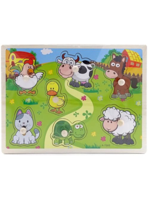 Fogantyús fa puzzle, fogós puzzle, kirakó 30x23 cm - Állatos Nr6