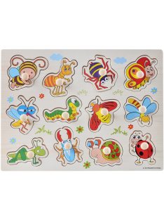   Fogantyús fa puzzle, fogós puzzle, kirakó 30x23 cm - Bogarak és rovarok Nr1