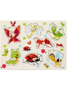   Fogantyús fa puzzle, fogós puzzle, kirakó 30x23 cm - Bogarak és rovarok Nr2