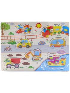   Fogantyús fa puzzle, fogós puzzle, kirakó 30x23 cm - Járművek Nr2