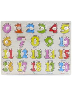   Fogantyús fa puzzle, fogós puzzle, kirakó 30x23 cm - Számok Nr2