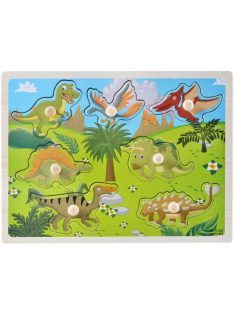   Fogantyús fa puzzle, fogós puzzle, kirakó 30x23 cm - Dínók Nr2