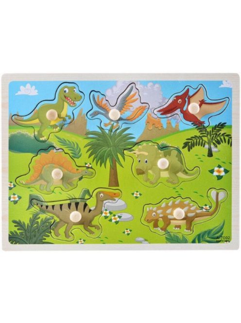 Fogantyús fa puzzle, fogós puzzle, kirakó 30x23 cm - Dínók Nr2