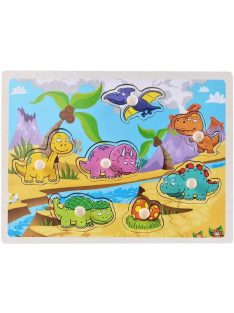   Fogantyús fa puzzle, fogós puzzle, kirakó 30x23 cm - Dínók Nr1