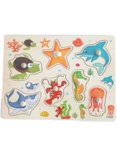   Fogantyús fa puzzle, fogós puzzle, kirakó 30x23 cm - Tengeri állatok Nr3