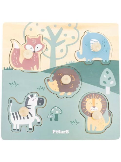 Fogantyús fa puzzle, fogós puzzle, kirakó - Állatok PolarB