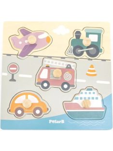   Fogantyús fa puzzle, fogós puzzle, kirakó - Járművek PolarB