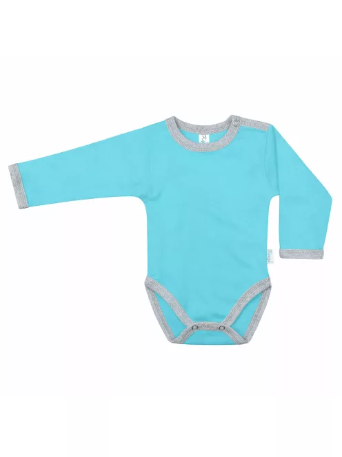 Kynga ciánkék-melírszürke hosszú ujjú gyerek body 104