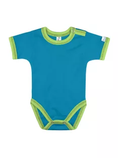 Kynga azúrkék-kivizöld rövid ujjú gyerek body 104