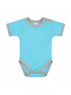 Kynga ciánkék-melírszürke rövid ujjú gyerek body 104