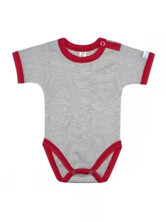 Kynga melírszürke-piros rövid ujjú gyerek body 104