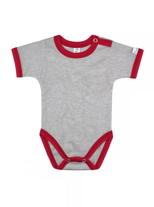 Kynga melírszürke-piros rövid ujjú gyerek body 104