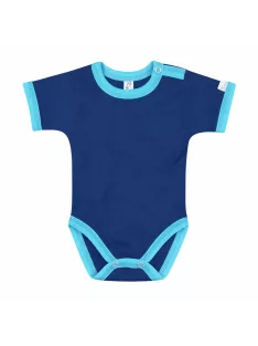 Kynga sötétkék-ciánkék rövid ujjú gyerek body 104