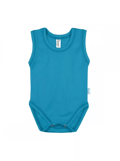Kynga azúrkék ujjatlan gyerek body 146