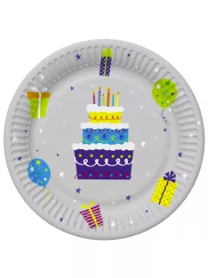   Happy Birthday papírtányér, party tányér 8 DARABOS, 18 cm Nr10