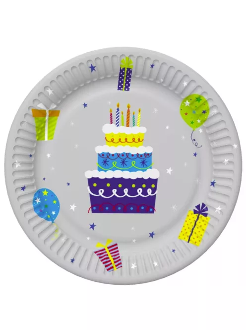 Happy Birthday papírtányér, party tányér 8 DARABOS, 18 cm Nr10