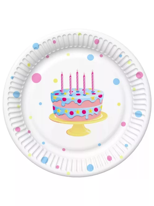 Happy Birthday papírtányér, party tányér 8 DARABOS, 18 cm Nr7