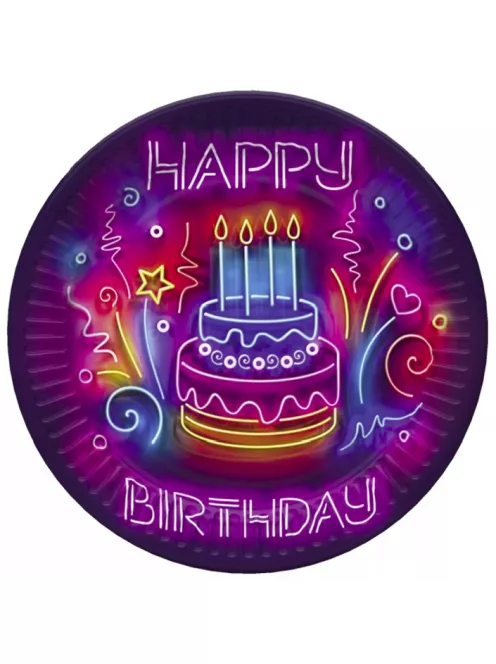 Happy Birthday papírtányér, party tányér 8 DARABOS, 18 cm Nr9
