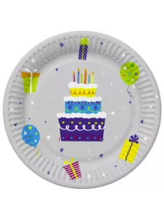   Happy Birthday papírtányér, party tányér 8 DARABOS, 23 cm Nr6