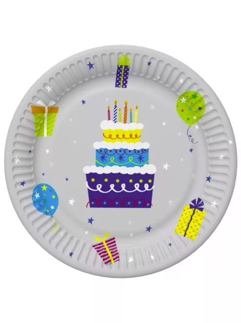 Happy Birthday papírtányér, party tányér 8 DARABOS, 23 cm Nr6