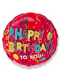 Happy Birthday Streamers Red fólia lufi 46 cm (WP)