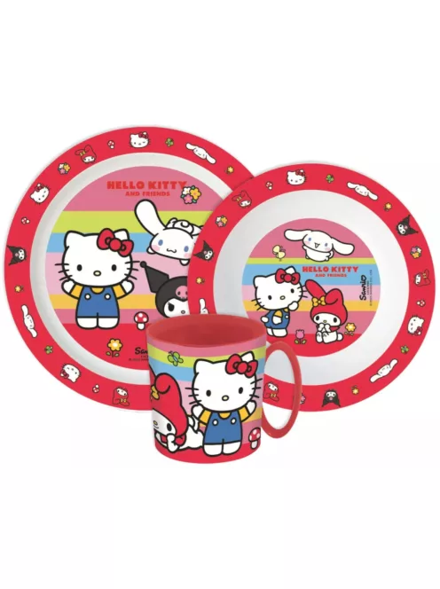 Hello Kitty étkészlet, micro műanyag szett 390 ml-es bögrével Nr1