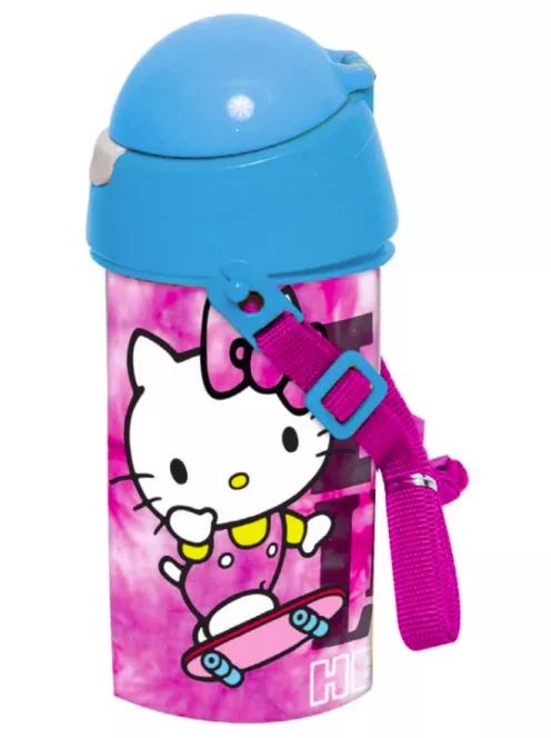 Hello Kitty műanyag szívószálas kulacs akasztóval 500 ml Nr 01