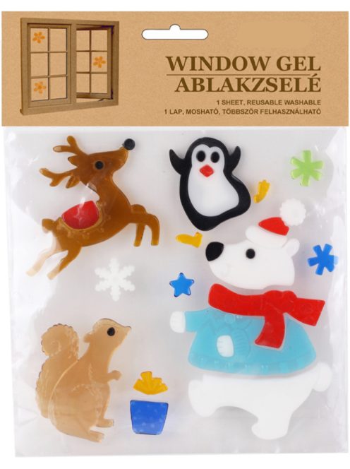 Jegesmedve szarvas téli ablakmatrica, ablakzselé, ablakdísz