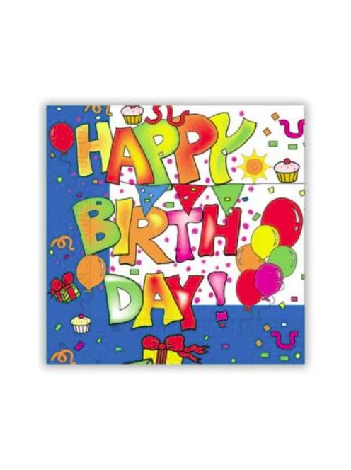 Happy Birthday szalvéta 20 DARABOS, 33x33 cm FSC Nr3