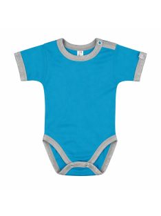   Kynga azúrkék-melírszürke rövid ujjú koraszülött baba body 44