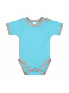   Kynga ciánkék-melírszürke rövid ujjú koraszülött baba body 44