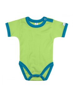   Kynga kivizöld-azúrkék rövid ujjú koraszülött baba body 44, 50, 56 cm