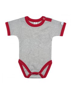   Kynga melírszürke-piros rövid ujjú koraszülött baba body 44
