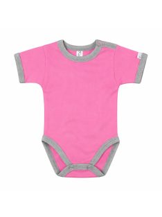   Kynga sötét rózsaszín-melírszürke rövid ujjú koraszülött baba body 44