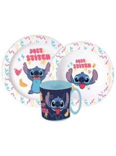   Disney Lilo és Stitch étkészlet, micro műanyag szett 390 ml-es bögrével