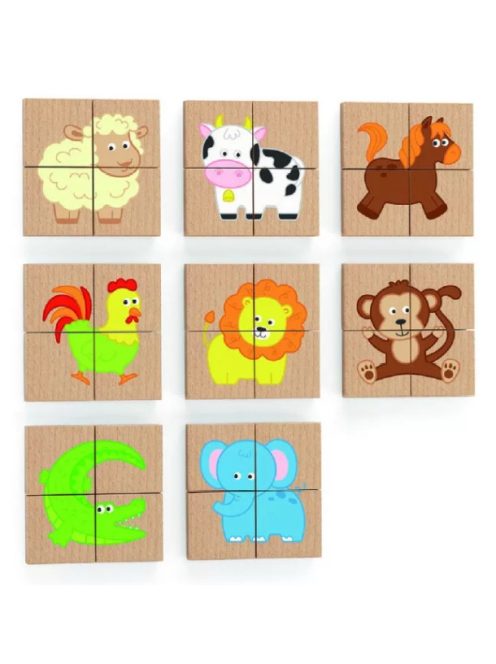 Mágneses fa puzzle - Állatok X