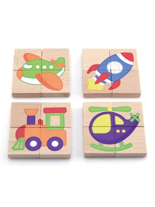 Mágneses fa puzzle - Járművek X